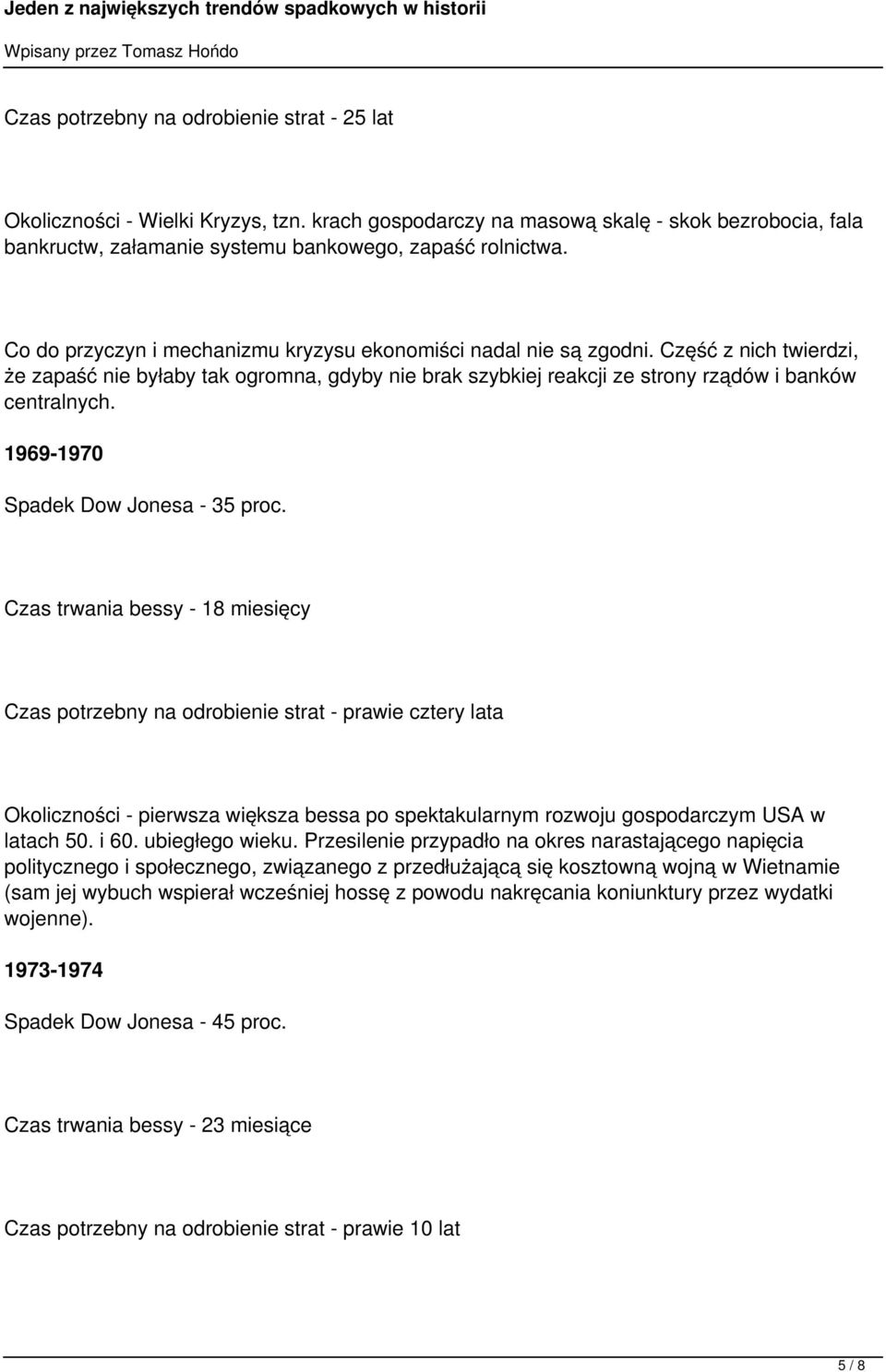 1969-1970 Spadek Dow Jonesa - 35 proc.