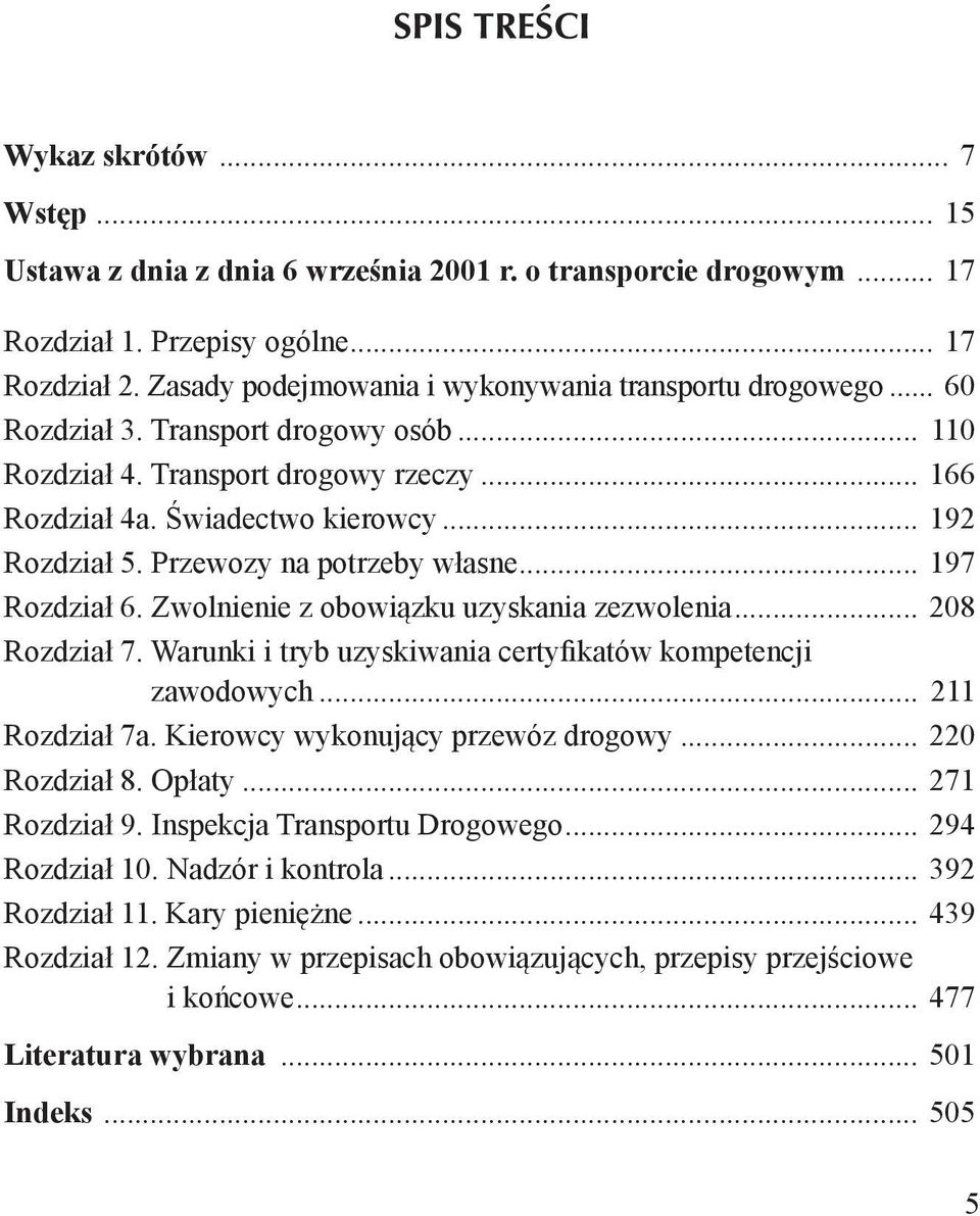 Przewozy na potrzeby własne... 197 Rozdział 6. Zwolnienie z obowiązku uzyskania zezwolenia... 208 Rozdział 7. Warunki i tryb uzyskiwania certyfikatów kompetencji zawodowych... 211 Rozdział 7a.