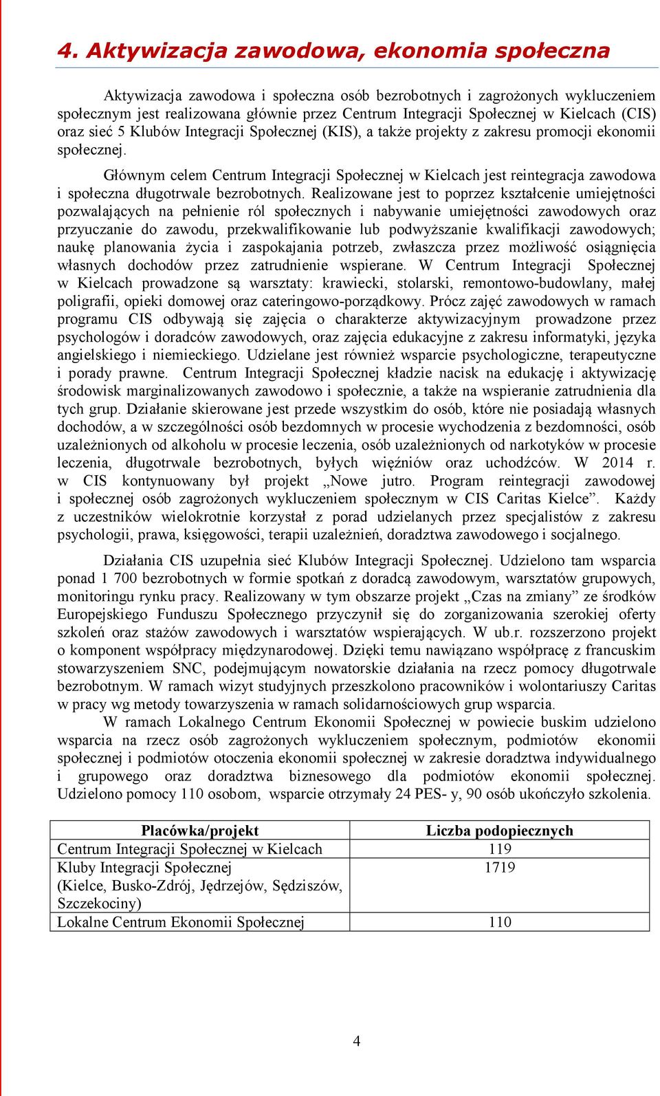 Głównym celem Centrum Integracji Społecznej w Kielcach jest reintegracja zawodowa i społeczna długotrwale bezrobotnych.