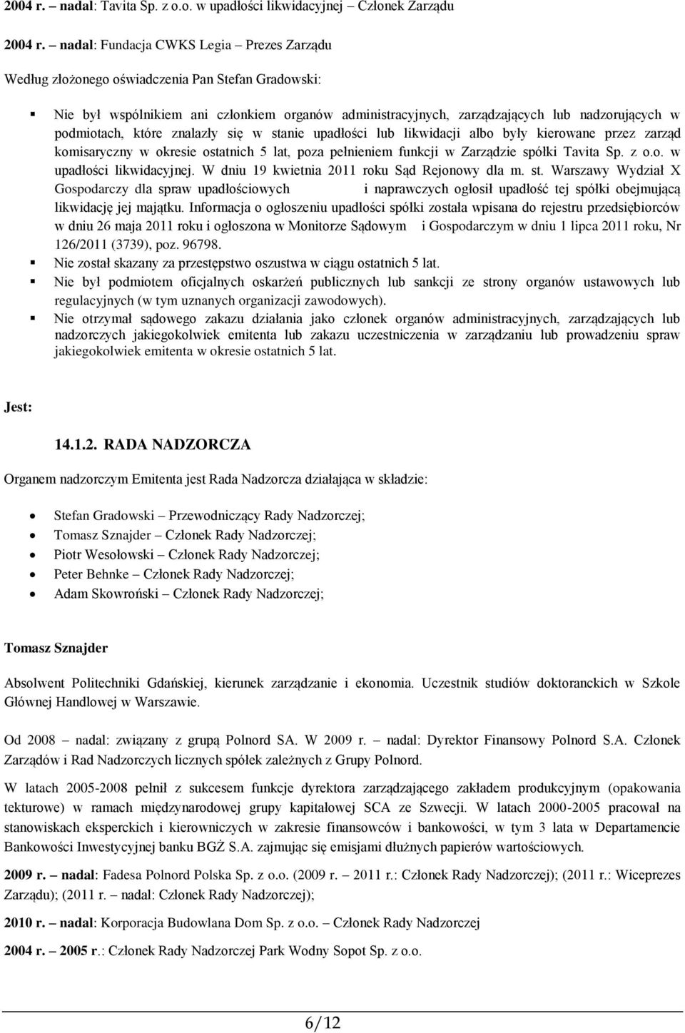 W dniu 19 kwietnia 2011 roku Sąd Rejonowy dla m. st. Warszawy Wydział X Gospodarczy dla spraw upadłościowych i naprawczych ogłosił upadłość tej spółki obejmującą likwidację jej majątku.