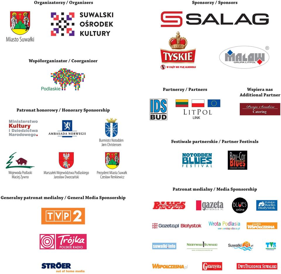 honorowy / Honorary Sponsorship Festiwale partnerskie / Partner Festivals