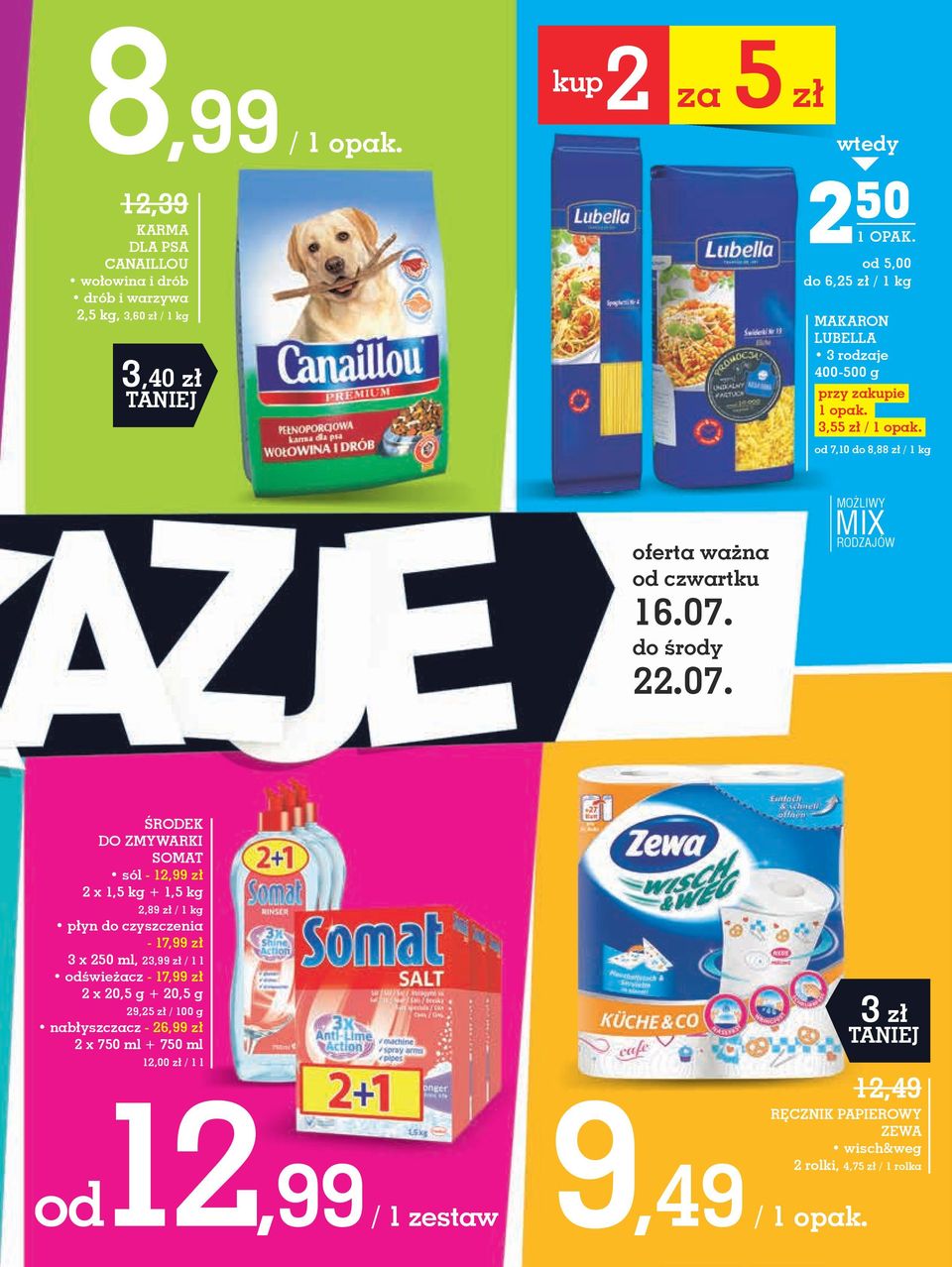 1 opak. 3,55 zł / 1 opak. od 7,10 do 8,88 zł / 1 kg oferta ważna od czwartku 16.07.