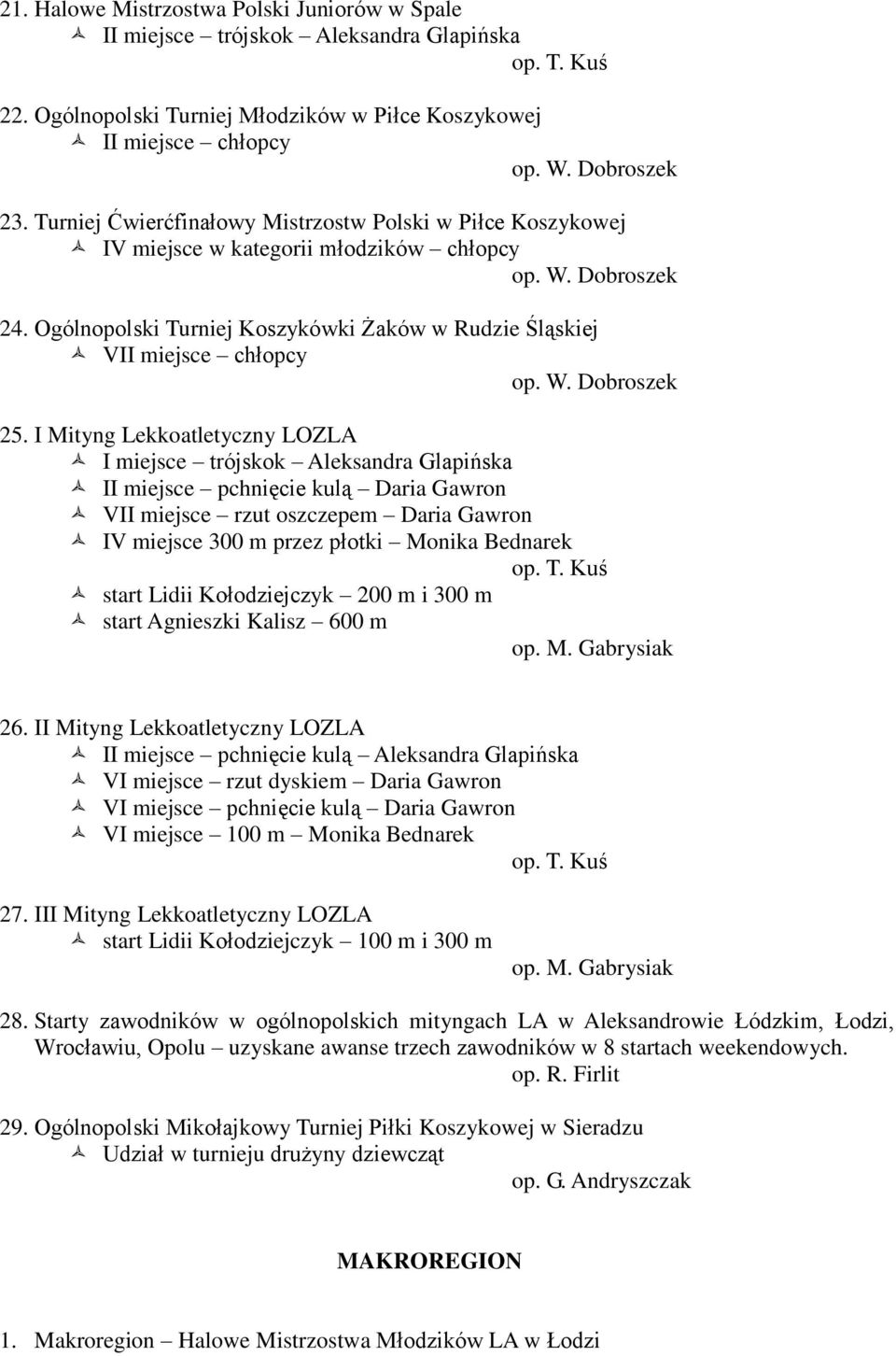 Ogólnopolski Turniej Koszykówki Żaków w Rudzie Śląskiej VII miejsce chłopcy op. W. Dobroszek 25.