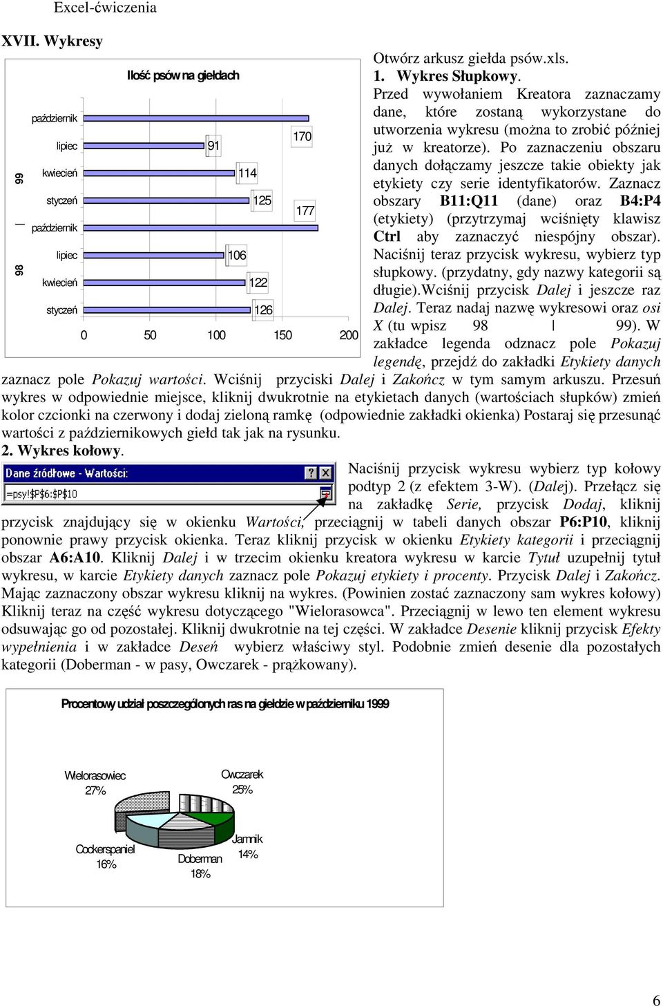 Po zaznaczeniu obszaru danych dołczamy jeszcze takie obiekty jak 114 etykiety czy serie identyfikatorów.