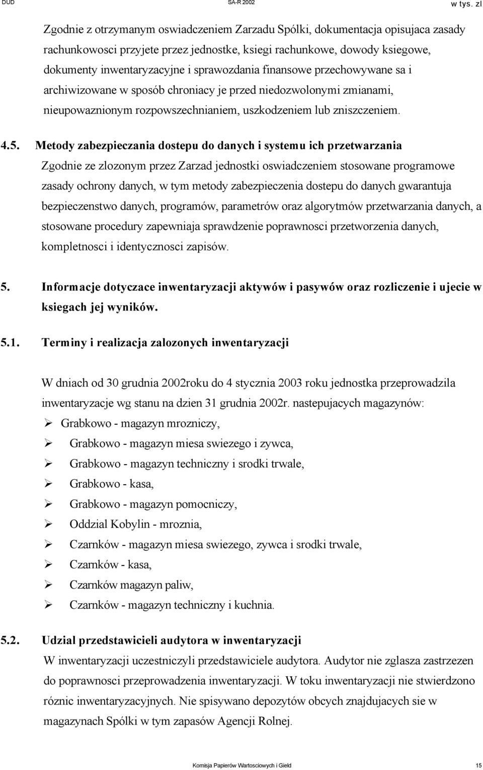 Metody zabezpieczania dostepu do danych i systemu ich przetwarzania Zgodnie ze zlozonym przez Zarzad jednostki oswiadczeniem stosowane programowe zasady ochrony danych, w tym metody zabezpieczenia