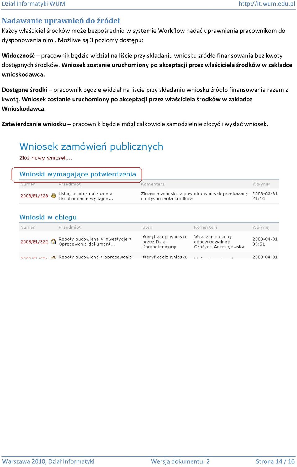 Wniosek zostanie uruchomiony po akceptacji przez właściciela środków w zakładce wnioskodawca.