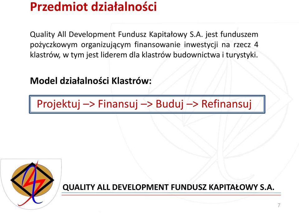 jest funduszem pożyczkowym organizującym finansowanie inwestycji na