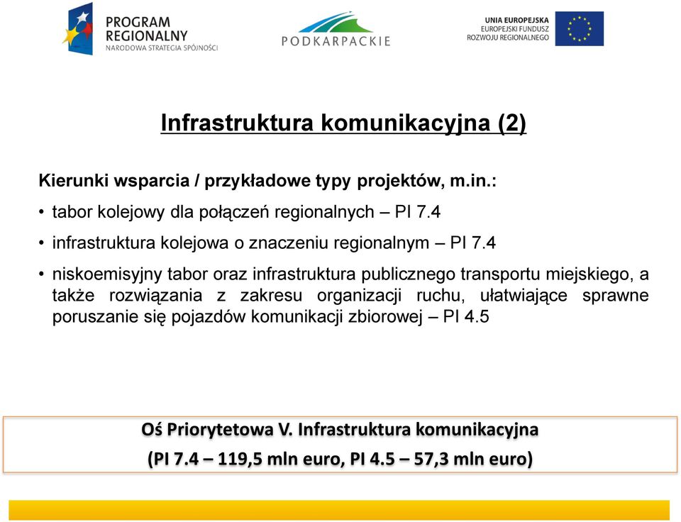 4 niskoemisyjny tabor oraz infrastruktura publicznego transportu miejskiego, a także rozwiązania z zakresu organizacji