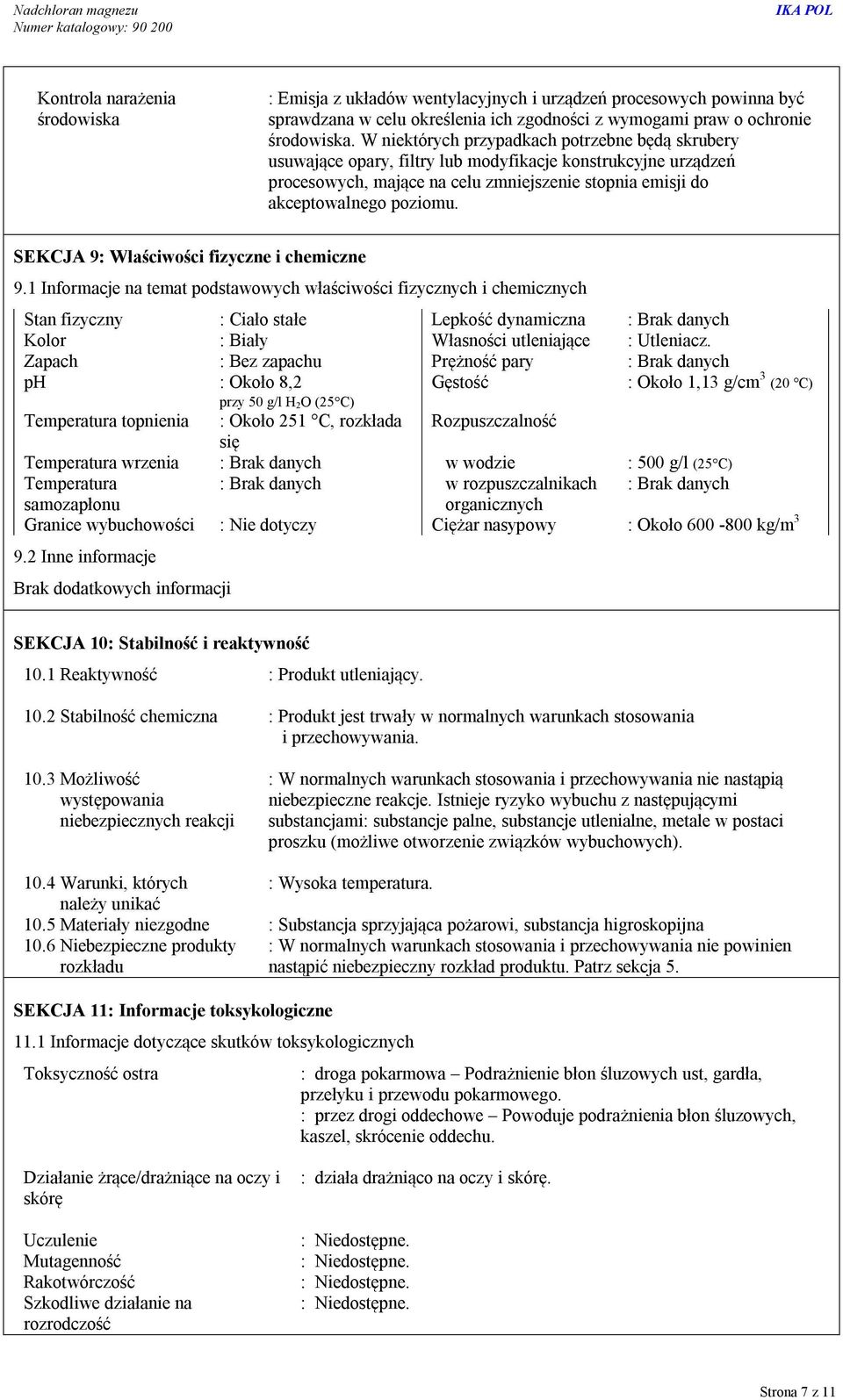 SEKCJA 9: Właściwości fizyczne i chemiczne 9.