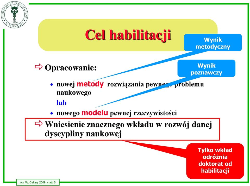 rzeczywistości Wniesienie znacznego wkładu w rozwój danej dyscypliny