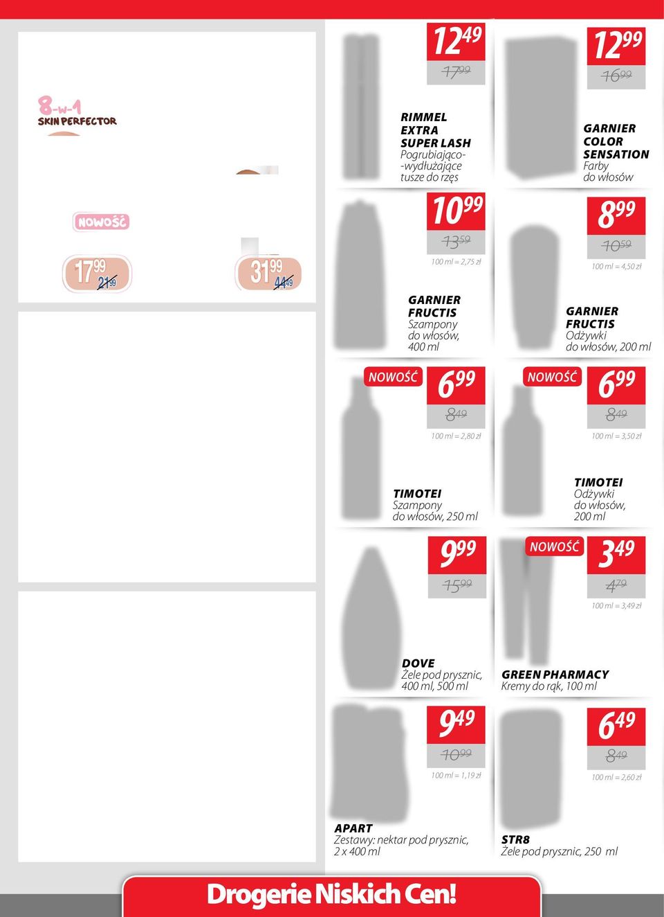 100 ml = 3,50 zł timotei Szampony do włosów, 250 ml 1 timotei Odżywki do włosów, 200 ml 3 49 4 79 100 ml = 3,49 zł Żele pod prysznic, 400 ml, 500 ml