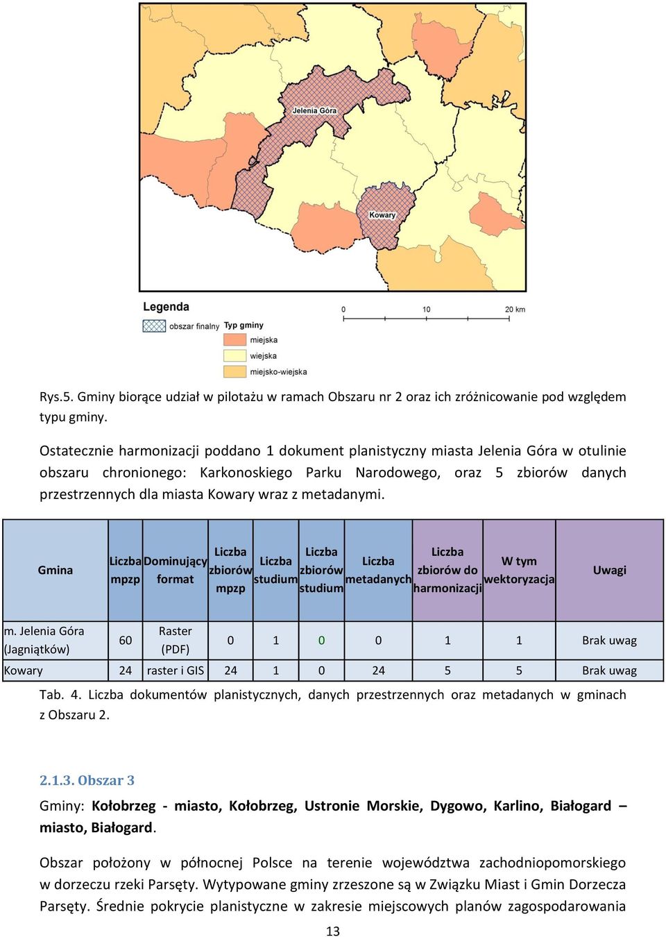 wraz z metadanymi. Gmina Liczba mpzp Dominujący format Liczba zbiorów mpzp Liczba Liczba Liczba Liczba W tym zbiorów zbiorów do studium metadanych wektoryzacja studium harmonizacji Uwagi m.