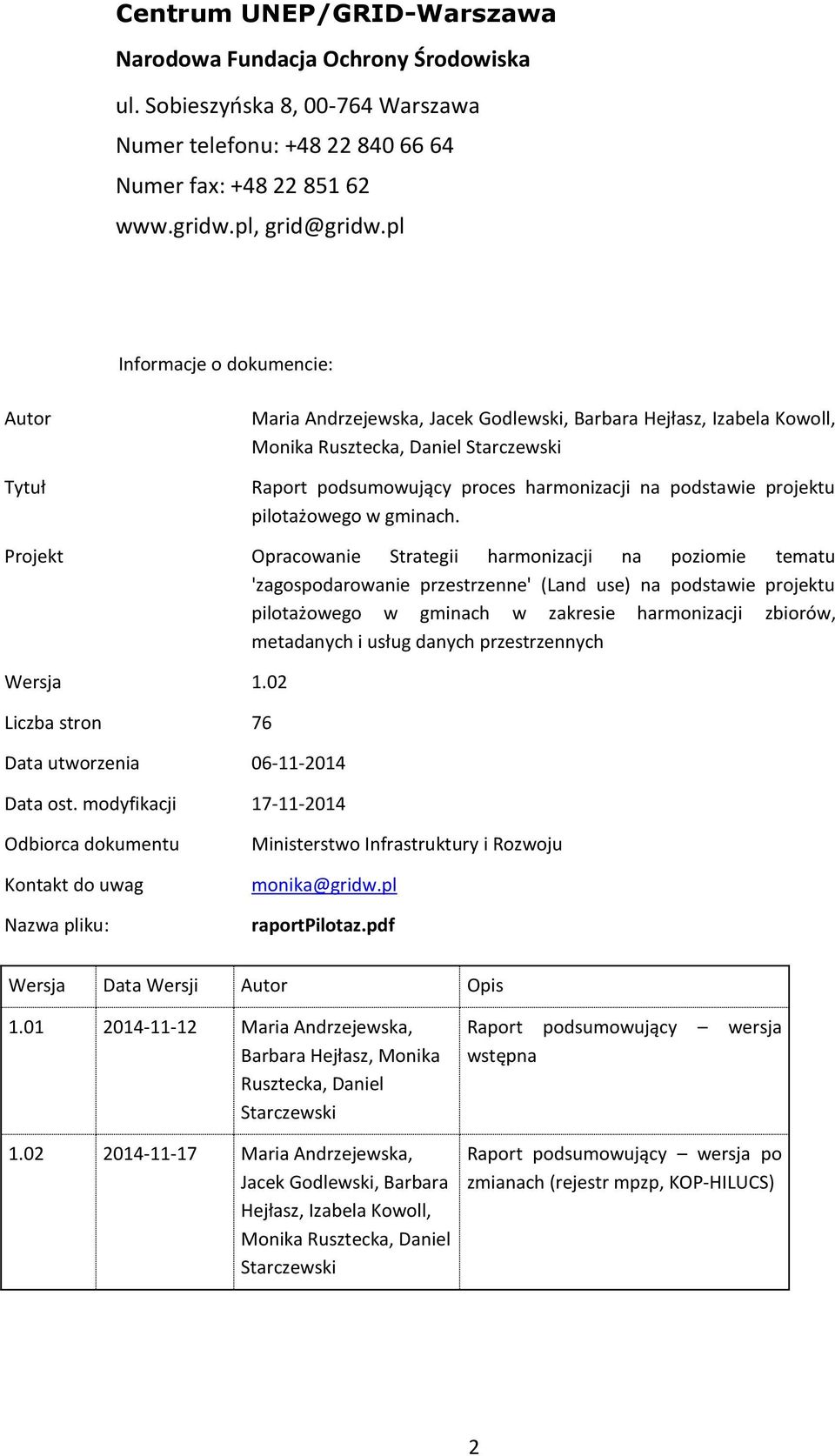 podstawie projektu pilotażowego w gminach.