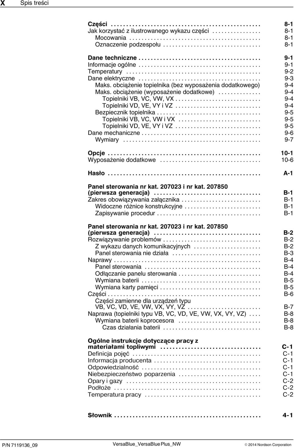 .. 9 4 Bezpiecznik topielnika... 9 5 Topielniki VB, VC, VW i VX... 9 5 Topielniki VD, VE, VY i VZ... 9 5 Dane mechaniczne... 9 6 Wymiary... 9 7 Opcje... 10 1 Wyposażenie dodatkowe... 10 6 Hasło.