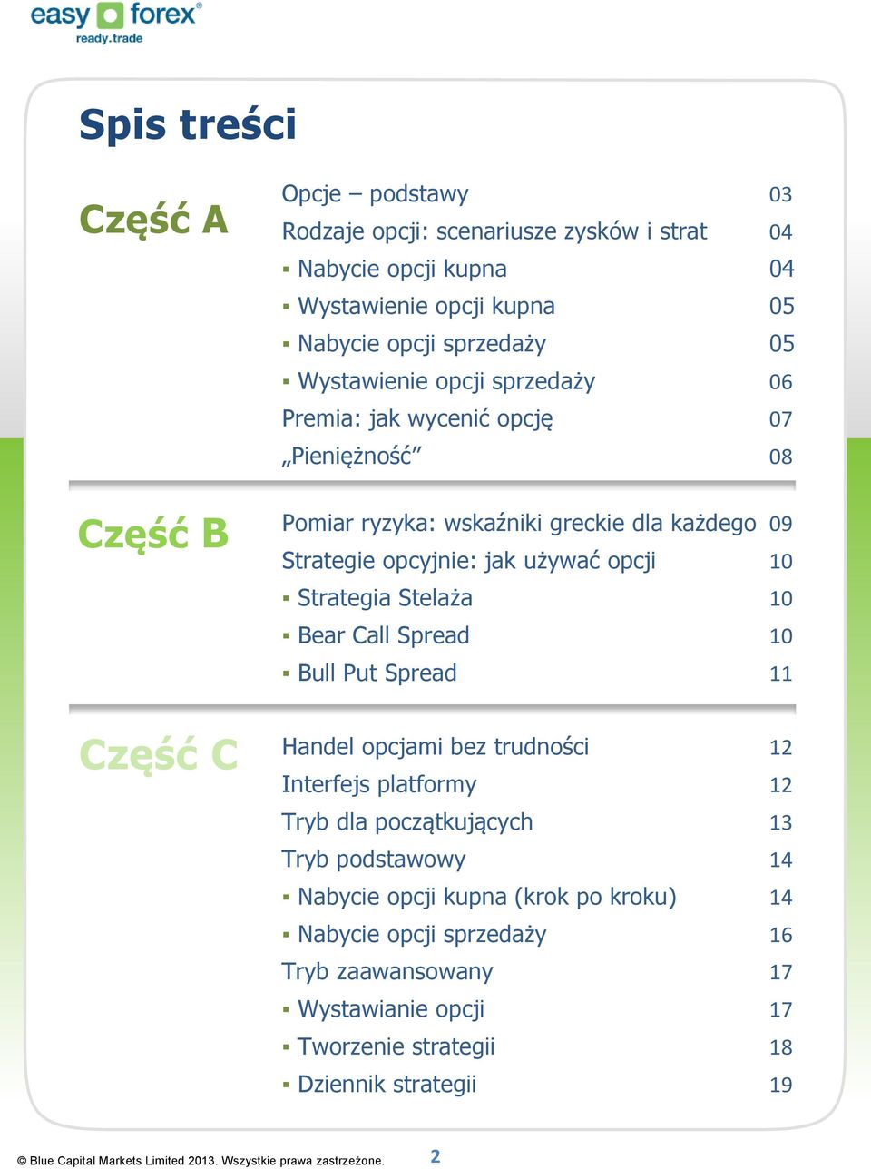 używać opcji 10 Strategia Stelaża 10 Bear Call Spread 10 Bull Put Spread 11 Handel opcjami bez trudności 12 Interfejs platformy 12 Tryb dla początkujących 13 Tryb