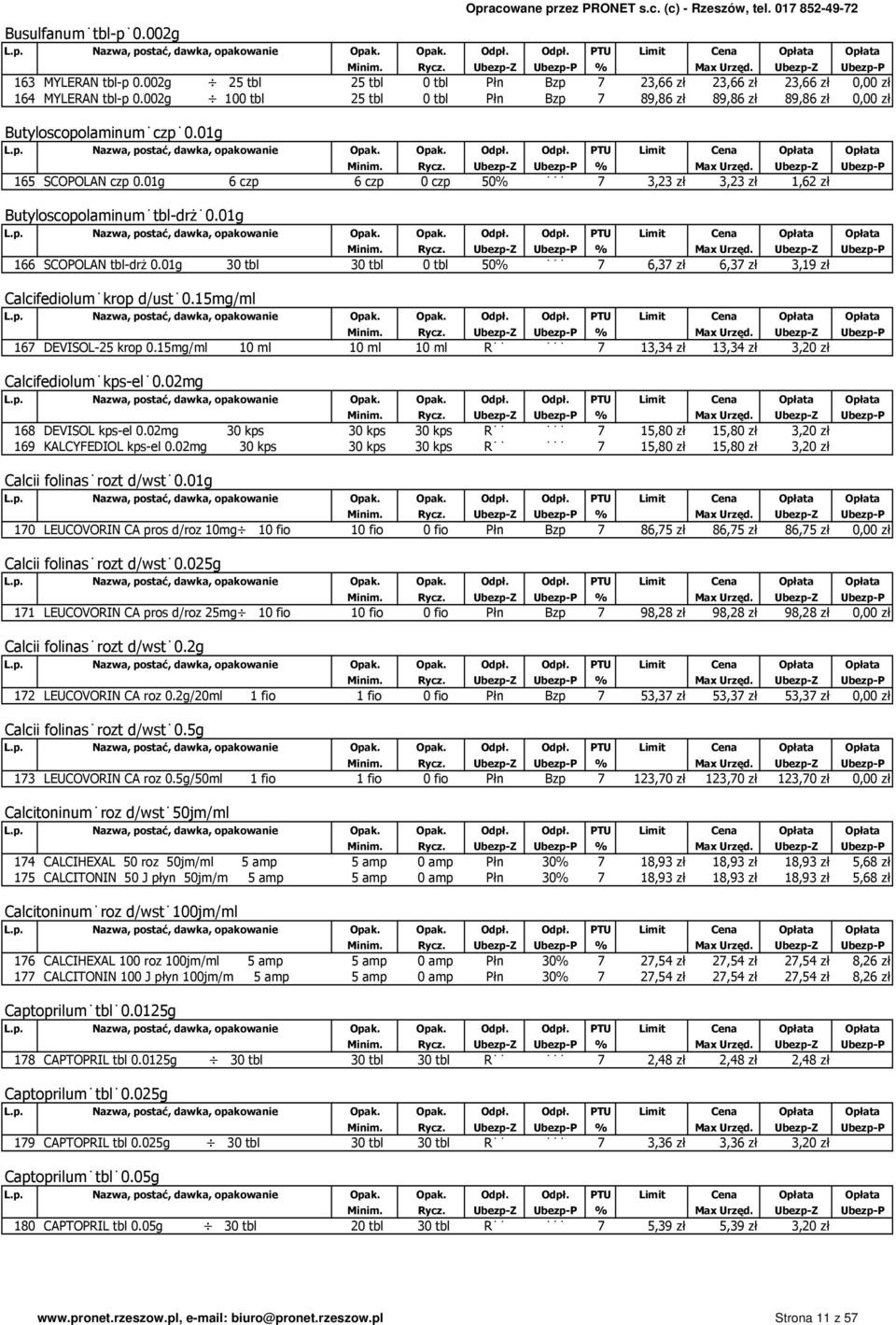 01g 166 SCOPOLAN tbl-drŝ 0.01g 30 tbl 30 tbl 0 tbl 50% 7 6,37 zł 6,37 zł 3,19 zł Calcifediolum krop d/ust 0.15mg/ml 167 DEVISOL-25 krop 0.