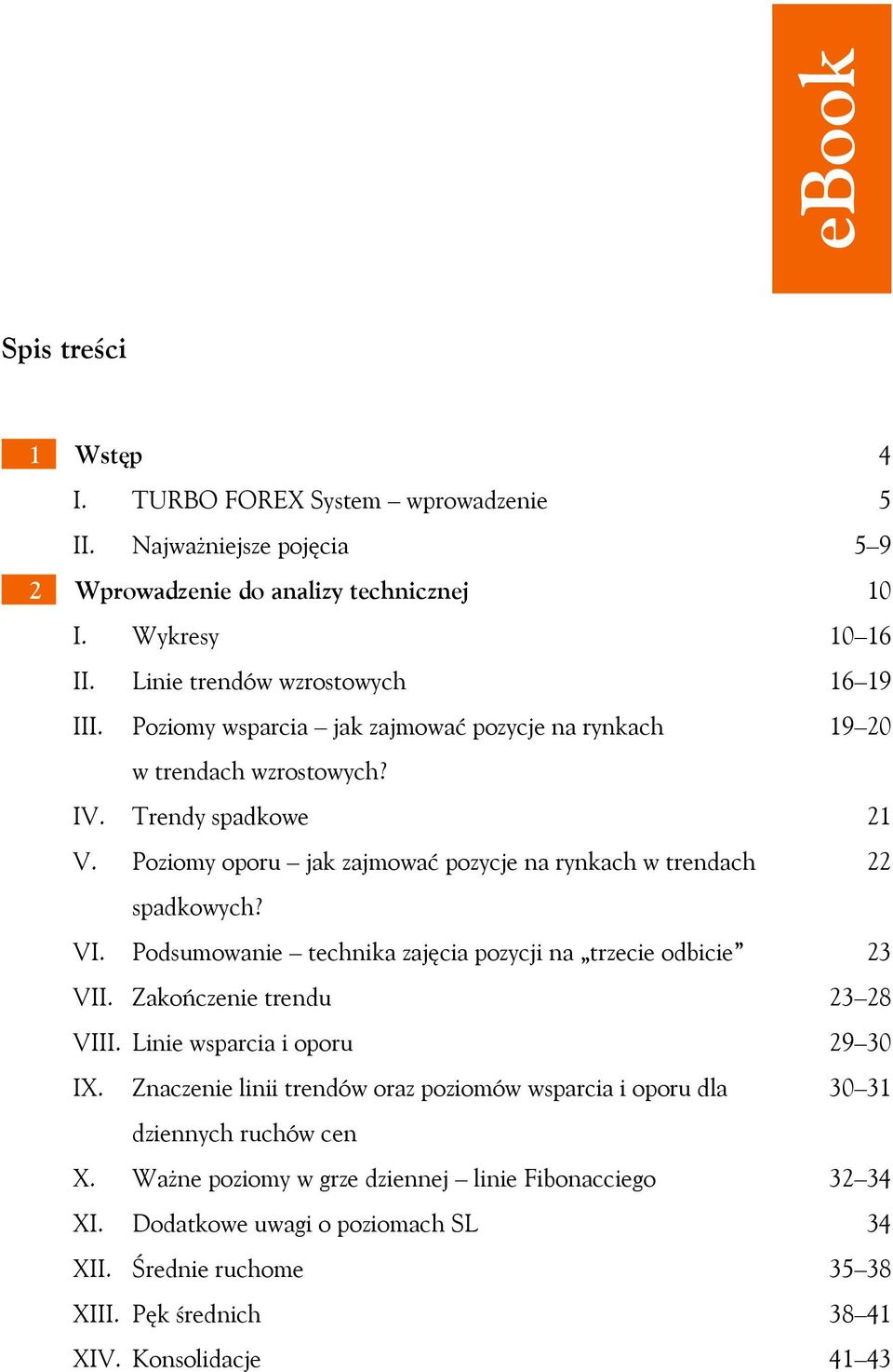 Podsumowanie technika zajęcia pozycji na trzecie odbicie VII. Zakończenie trendu VIII. Linie wsparcia i oporu IX.
