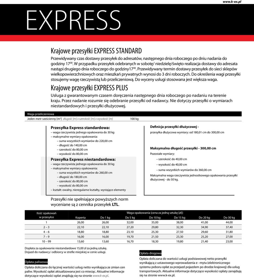 Przewidywany termin dostawy przesyłek do sieci sklepów wielkopowierzchniowych oraz mieszkań prywatnych wynosi do 3 dni roboczych. Do określenia wagi stosujemy wagę rzeczywistą lub przeliczeniową.