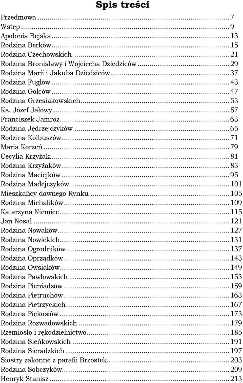 ..79 Cecylia Krzyżak...81 Rodzina Krzyżaków...83 Rodzina Maciejków...95 Rodzina Madejczyków...101 Mieszkańcy dawnego Rynku...105 Rodzina Michalików...109 Katarzyna Niemiec...115 Jan Nosal.