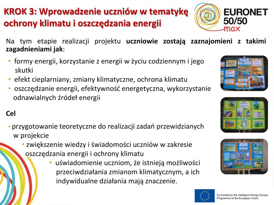 energetyczna, wykorzystanie odnawialnych źródeł energii Cel przygotowanie teoretyczne do realizacji zadań przewidzianych w projekcie zwiększenie wiedzy i świadomości