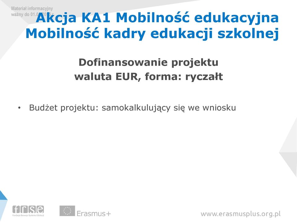 projektu waluta EUR, forma: ryczałt