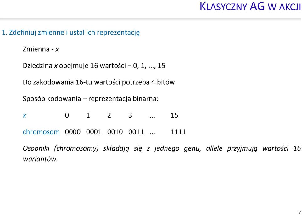 .., 15 Do zakodowana 16-tu wartośc potrzeba 4 btów Sposób kodowana reprezentacja