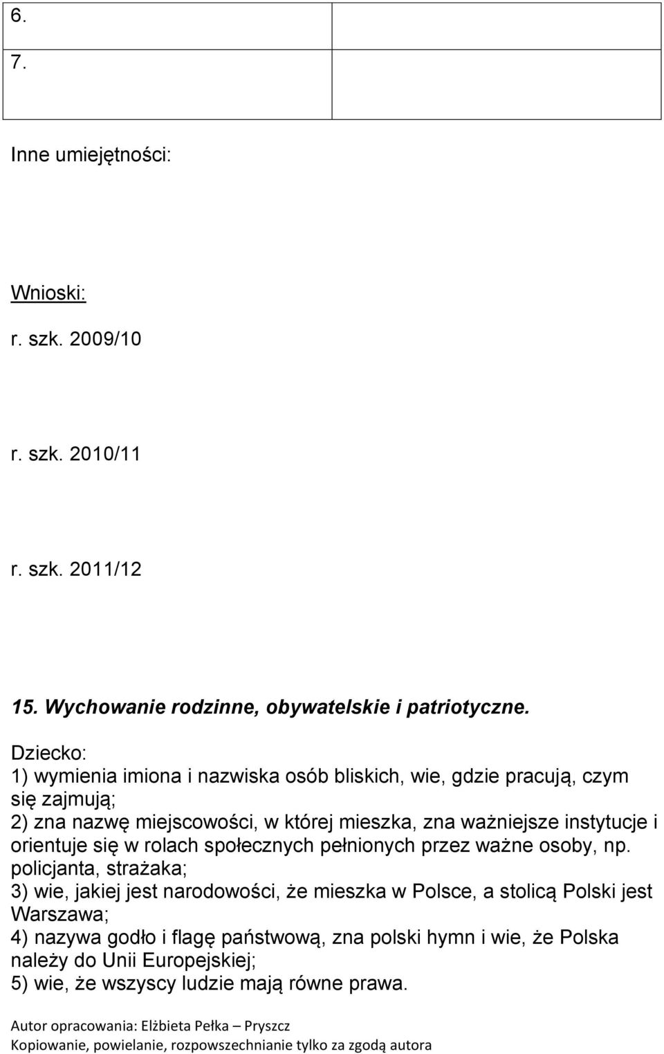 ważniejsze instytucje i orientuje się w rolach społecznych pełnionych przez ważne osoby, np.