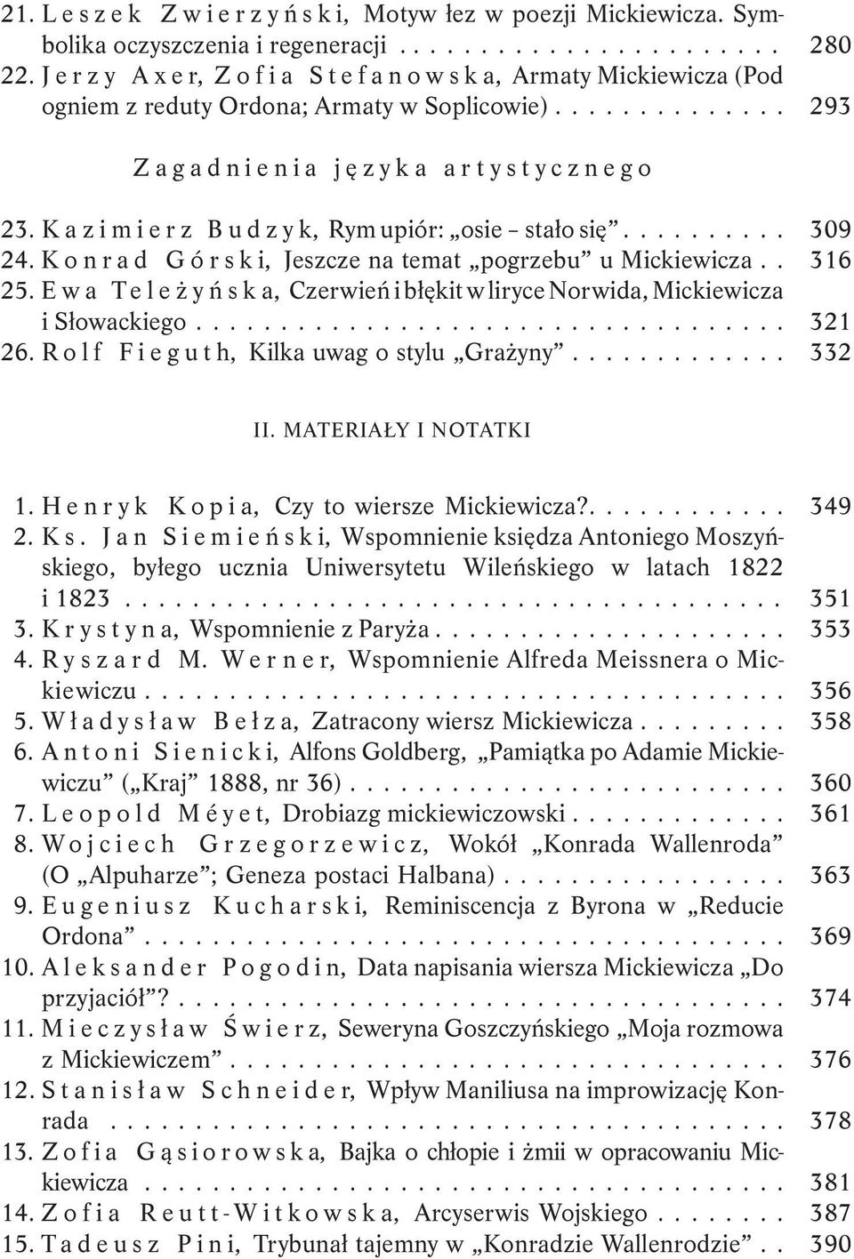 Kazimierz Budzyk, Rym upiór: osie stało się.... 24. K o n r a d G ó r s k i, Jeszcze na temat pogrzebu u Mickiewicza.. 25.