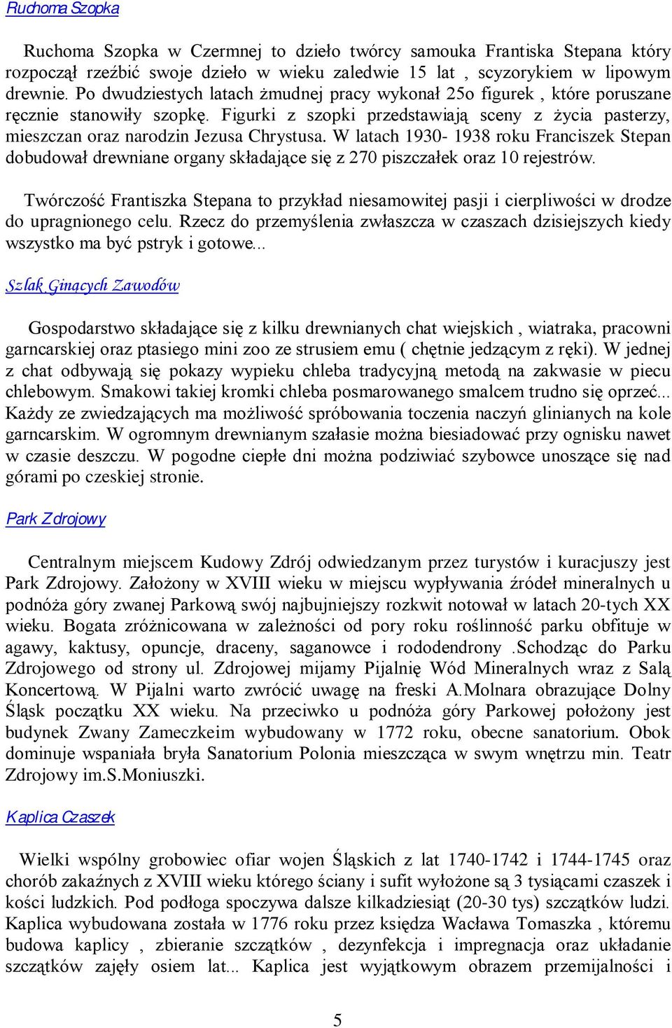 W latach 1930-1938 roku Franciszek Stepan dobudował drewniane organy składające się z 270 piszczałek oraz 10 rejestrów.