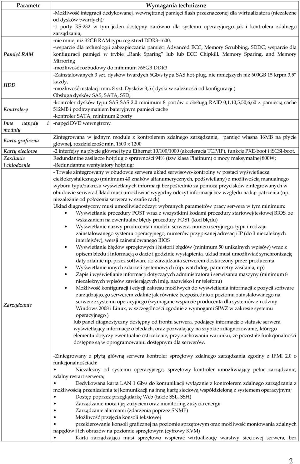 DDR3-1600, -wsparcie dla technologii zabezpieczania pamięci Advanced ECC, Memory Scrubbing, SDDC; wsparcie dla konfiguracji pamięci w trybie Rank Sparing lub lub ECC Chipkill, Memory Sparing, and