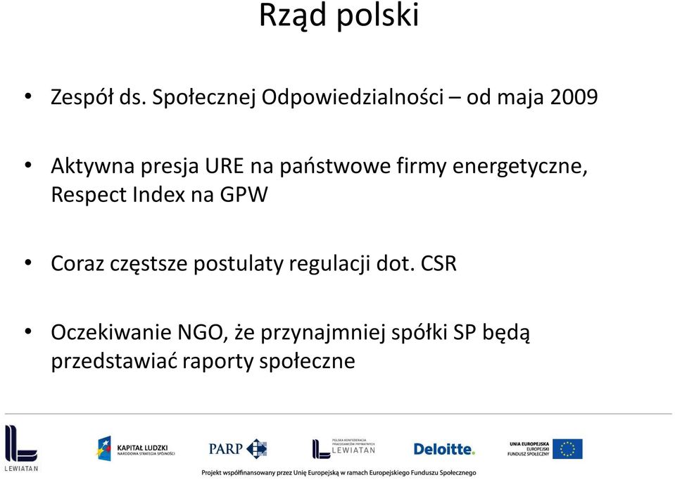 państwowe firmy energetyczne, Respect Index na GPW Coraz