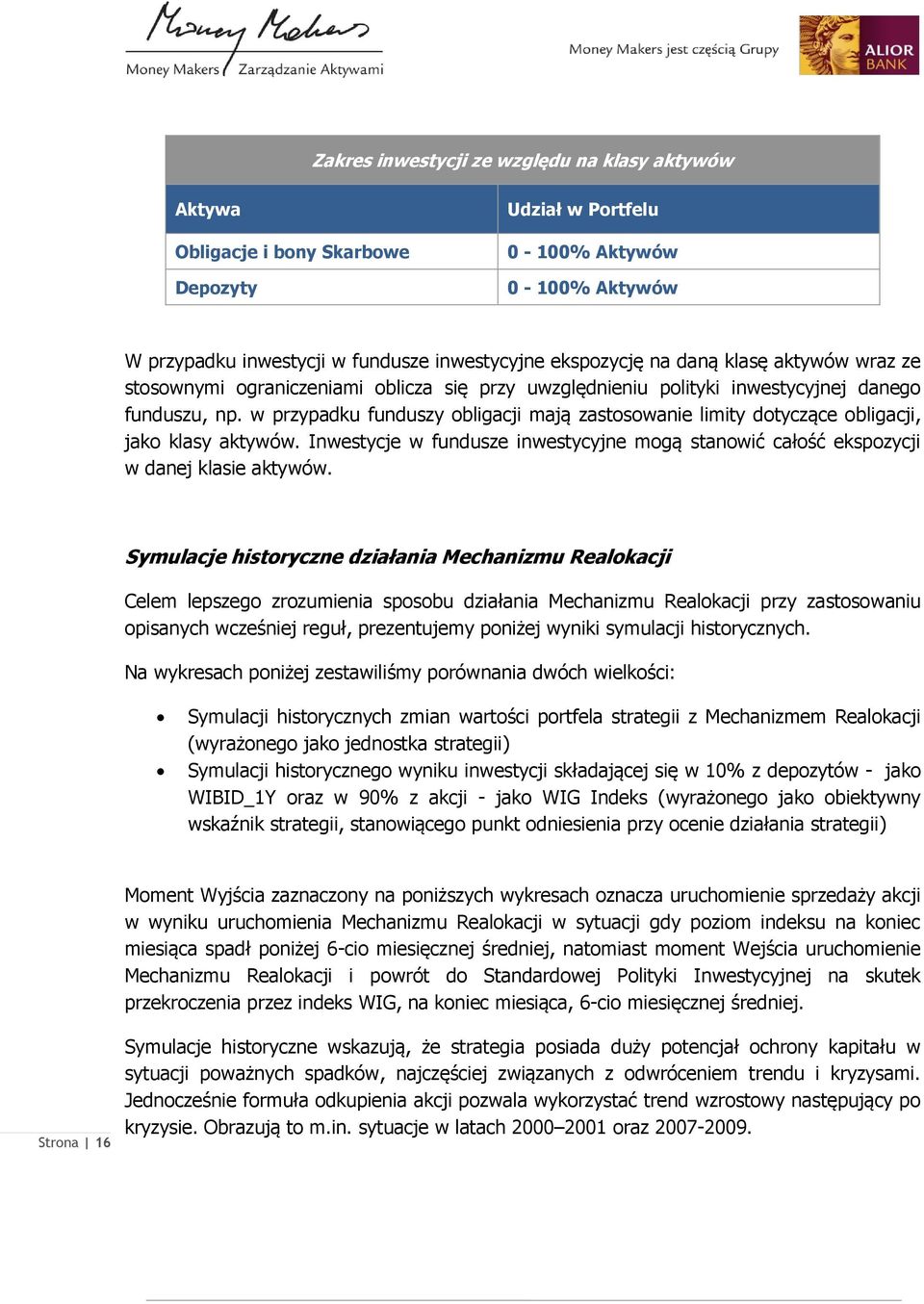 w przypadku funduszy obligacji mają zastosowanie limity dotyczące obligacji, jako klasy aktywów. Inwestycje w fundusze inwestycyjne mogą stanowić całość ekspozycji w danej klasie aktywów.