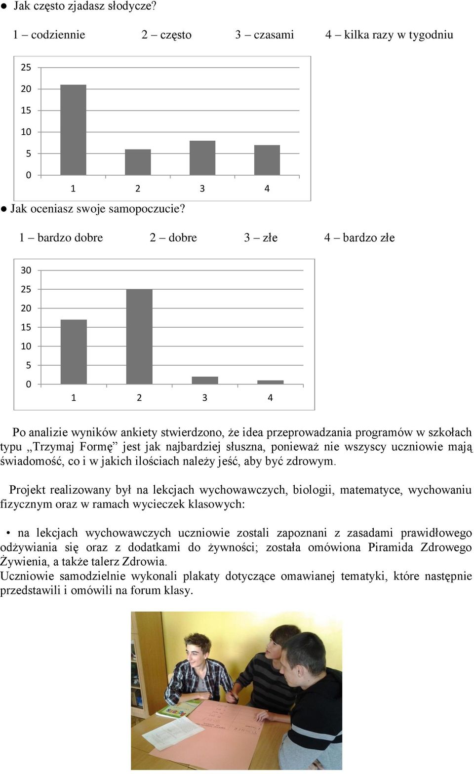 wszyscy uczniowie mają świadomość, co i w jakich ilościach należy jeść, aby być zdrowym.