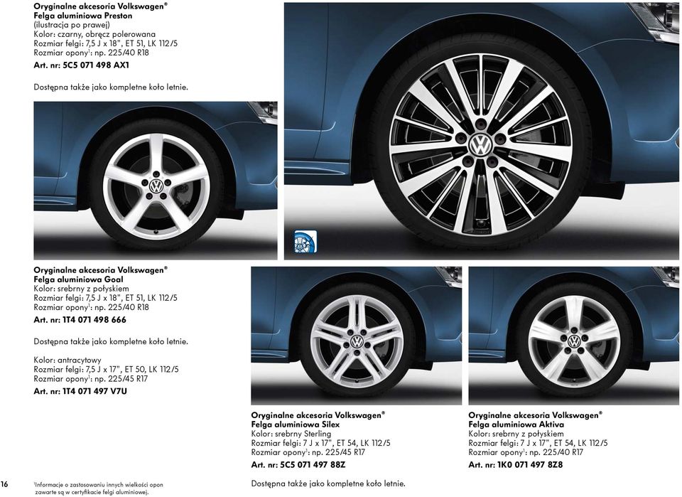 nr: 1T4 071 498 666 Dostępna także jako kompletne koło letnie. Kolor: antracytowy Rozmiar felgi: 7,5 J x 17", ET 50, LK 112/5 Rozmiar opony 1 : np. 225/45 R17 Art.