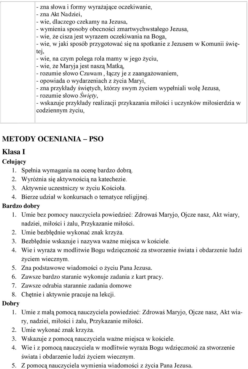 z zaangażowaniem, - opowiada o wydarzeniach z życia Maryi, - zna przykłady świętych, którzy swym życiem wypełniali wolę Jezusa, - rozumie słowo Święty, - wskazuje przykłady realizacji przykazania