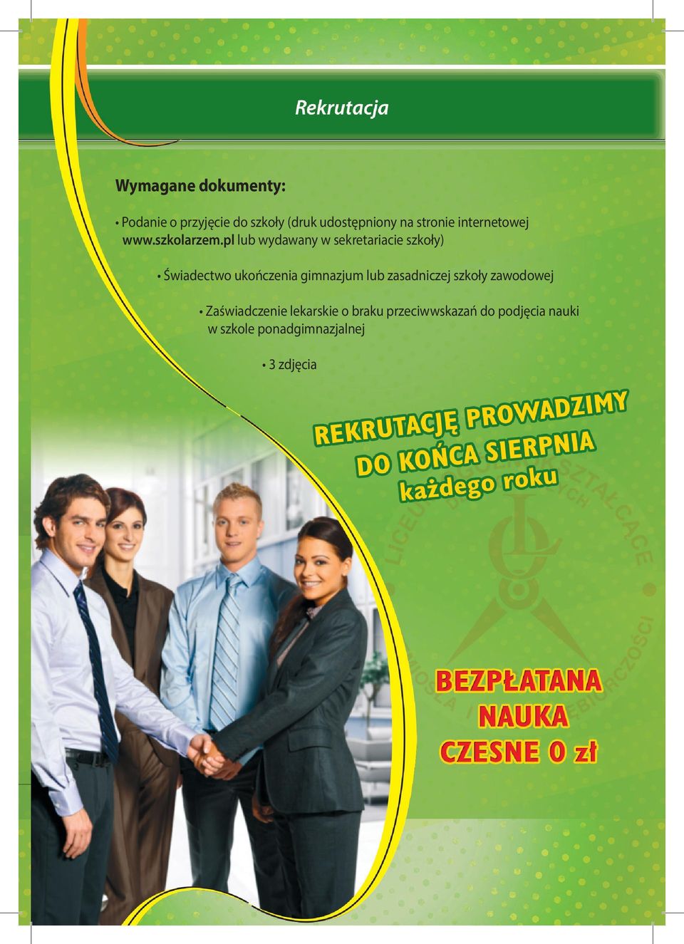 pl lub wydawany w sekretariacie szkoły) Świadectwo ukończenia gimnazjum lub