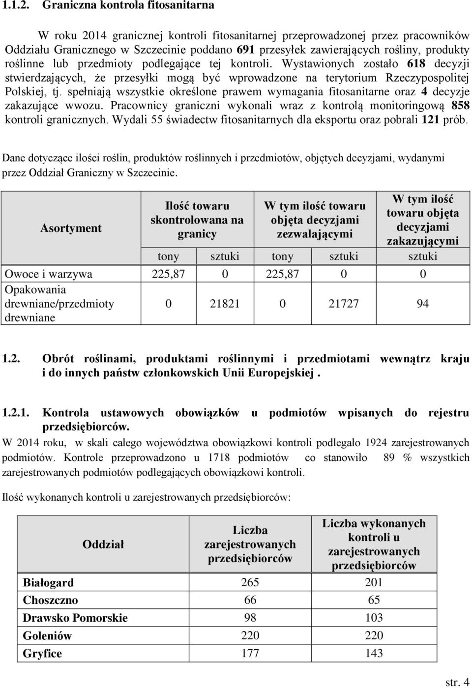 produkty roślinne lub przedmioty podlegające tej kontroli. Wystawionych zostało 618 decyzji stwierdzających, że przesyłki mogą być wprowadzone na terytorium Rzeczypospolitej Polskiej, tj.