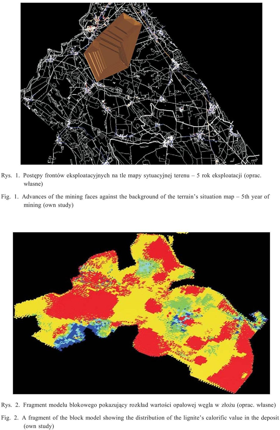 Advances of the mining faces against the background of the terrain s situation map 5th year of mining (own