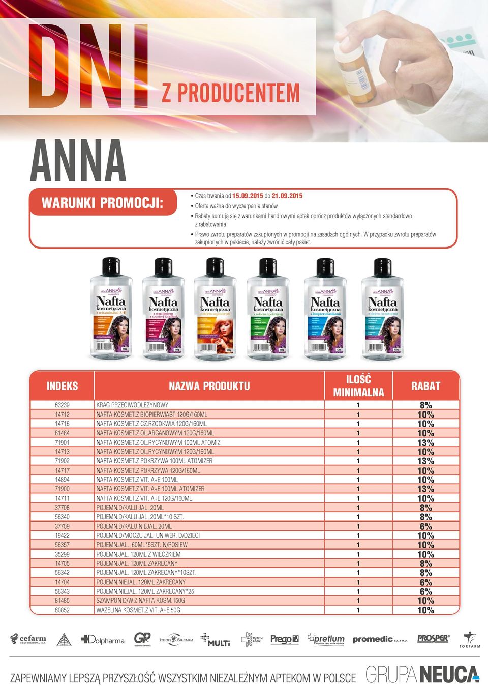2015 yoferta ważna do wyczerpania stanów yrabaty sumują się z warunkami handlowymi aptek oprócz produktów wyłączonych standardowo z rabatowania yprawo zwrotu preparatów zakupionych w promocji na