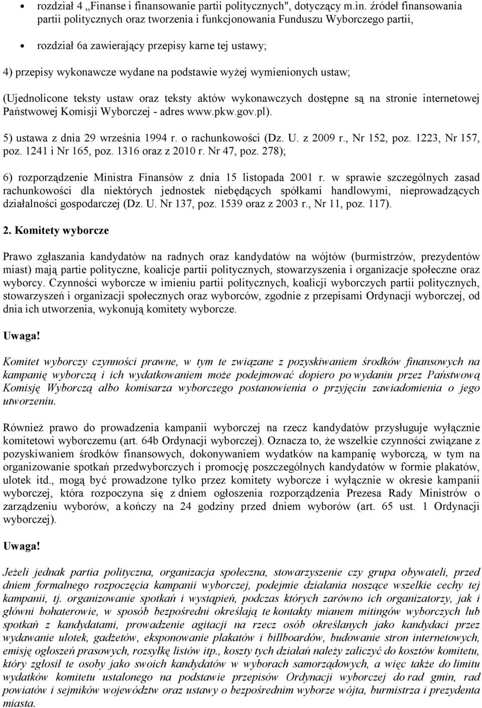 nsowanie partii politycznych", dotyczący m.in.