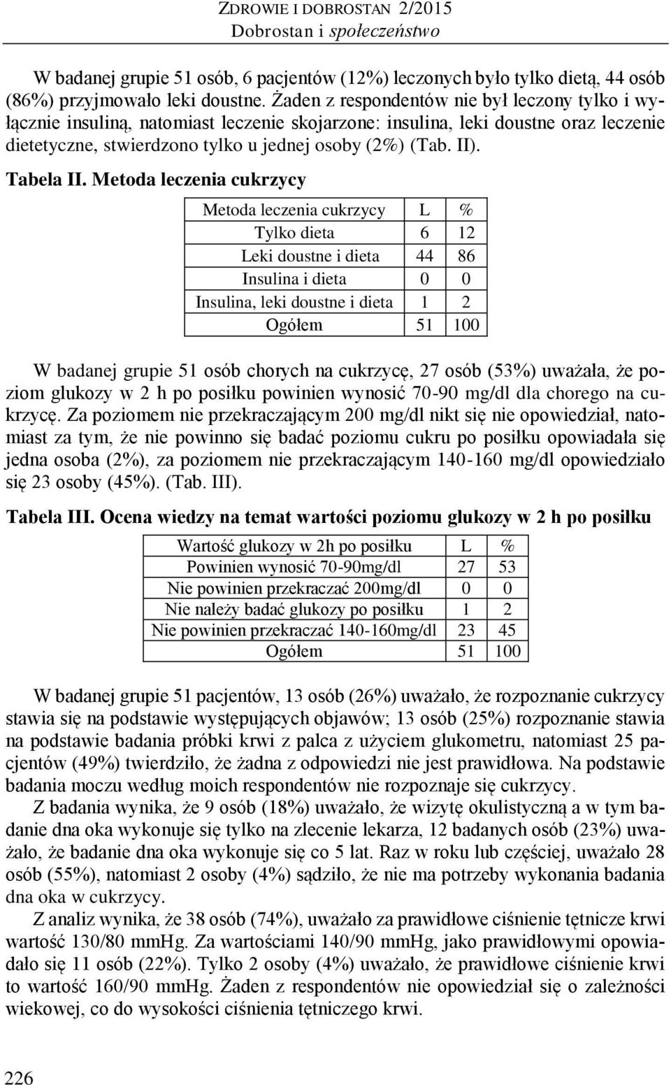 Tabela II.