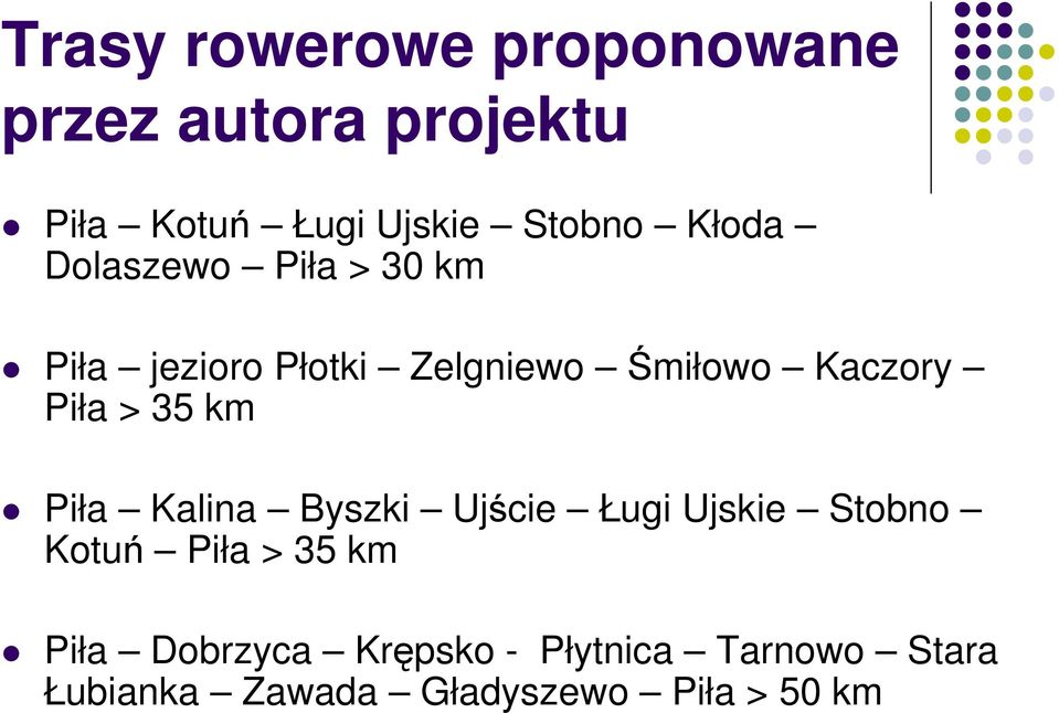 > 35 km Piła Kalina Byszki Ujście Ługi Ujskie Stobno Kotuń Piła > 35 km Piła