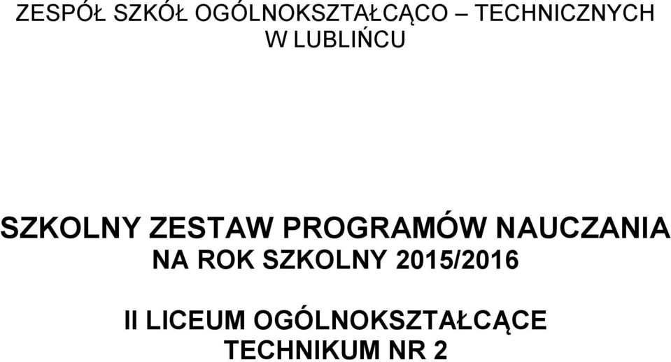 PROGRAMÓW NAUCZANIA NA ROK SZKOLNY