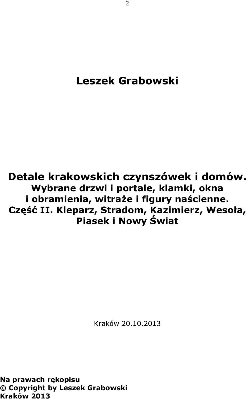 naścienne. Część II.