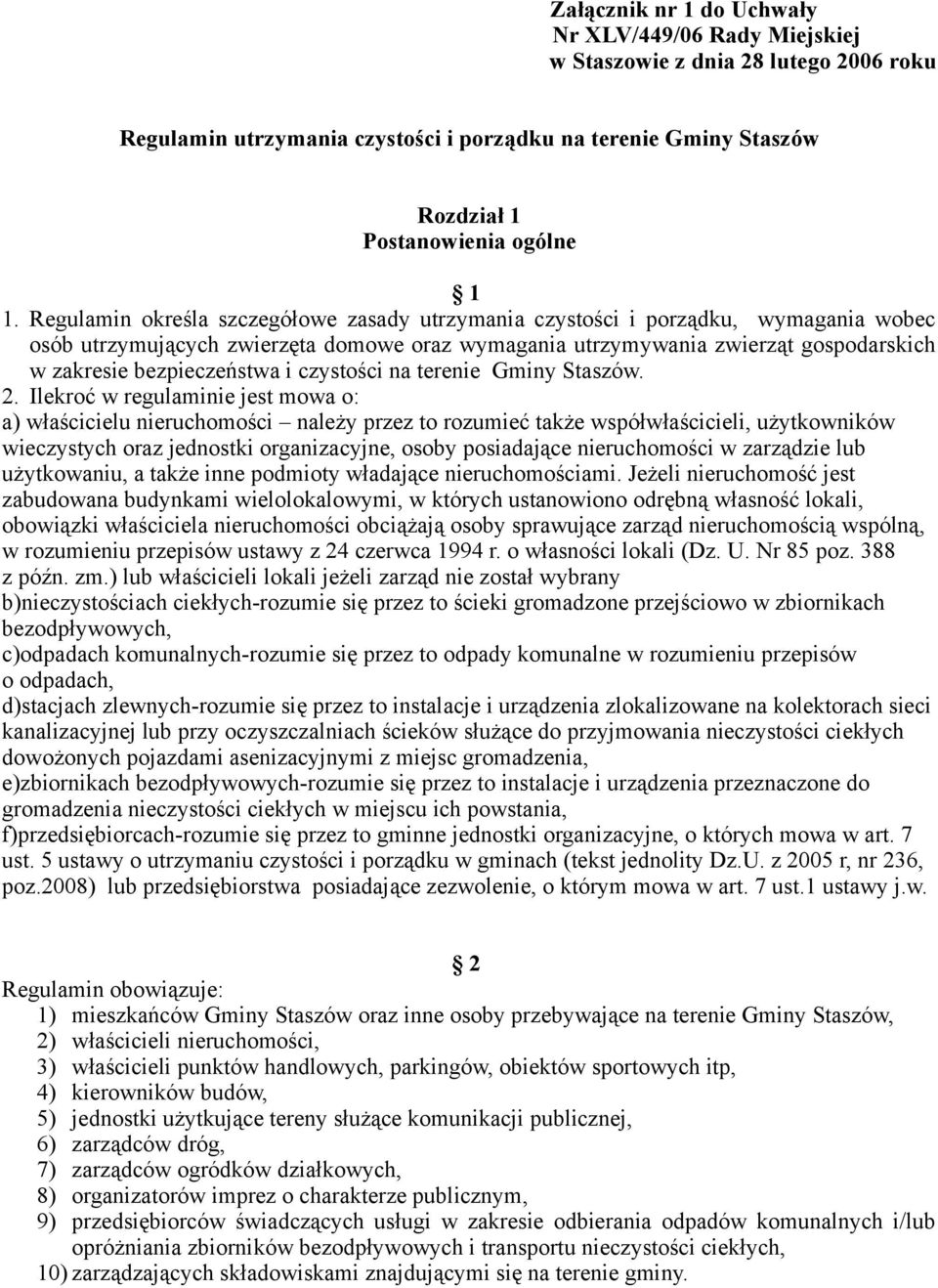 i czystości na terenie Gminy Staszów. 2.