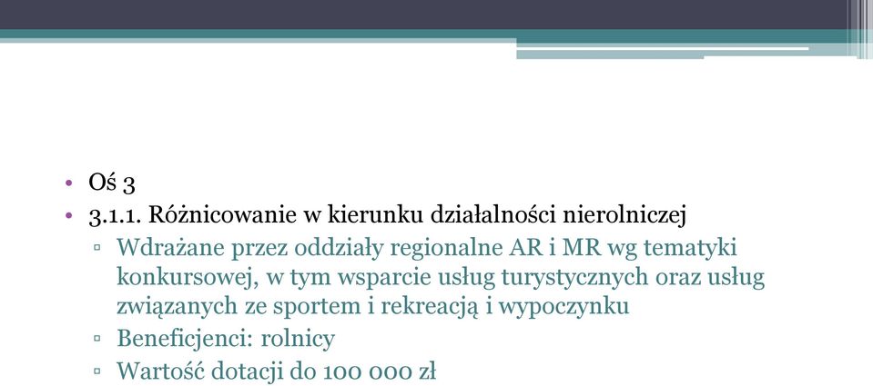 oddziały regionalne AR i MR wg tematyki konkursowej, w tym wsparcie