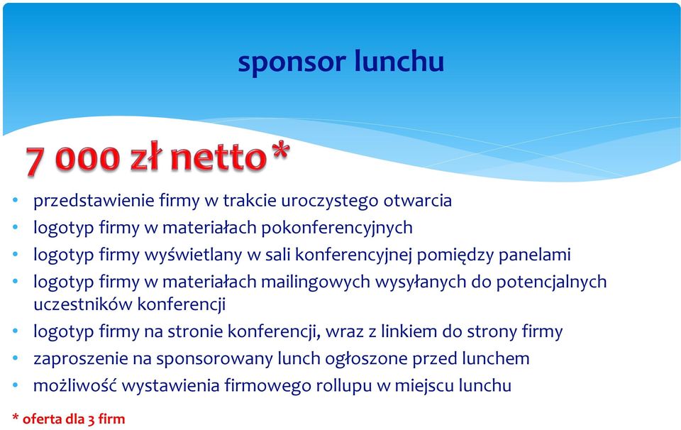 do potencjalnych uczestników konferencji logotyp firmy na stronie konferencji, wraz z linkiem do strony firmy