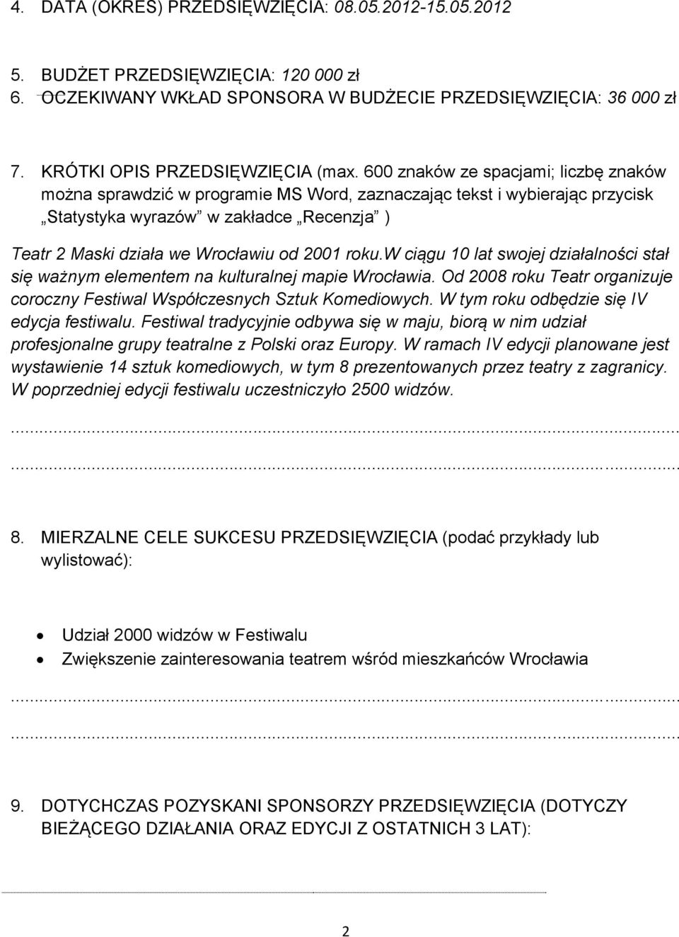 roku.w ciągu 10 lat swojej działalności stał się ważnym elementem na kulturalnej mapie Wrocławia. Od 2008 roku Teatr organizuje coroczny Festiwal Współczesnych Sztuk Komediowych.