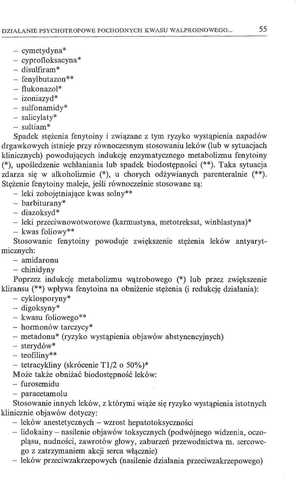 wystąpienia napadów drgawkowych istnieje przy równoczesnym stosowaniu leków (lub w sytuacjach klinicznych) powodujących indukcję enzymatycznego metabolizmu feny toiny (*), upośledzenie wchłaniania