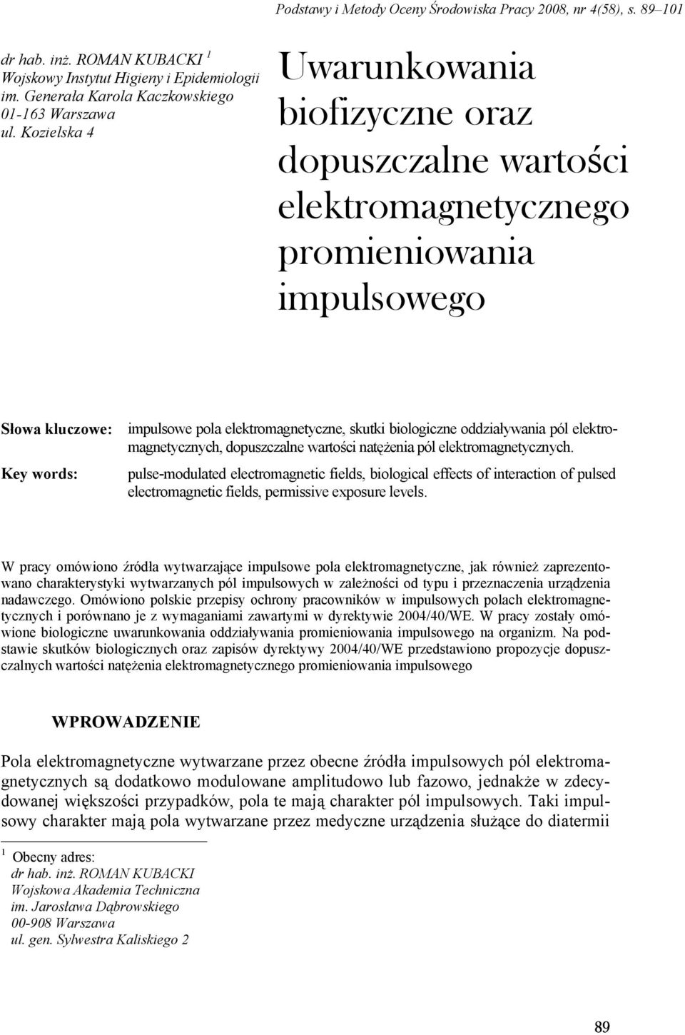pól elektromagnetycznych, dopuszczalne wartości natężenia pól elektromagnetycznych.